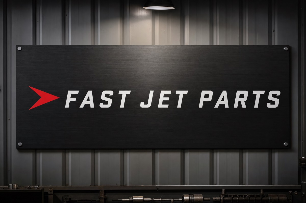 Direction A concept — machined shop sign with delta wordmark